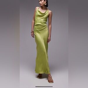 NWT TopShop Vibrant Lime Satin Dress sz 6